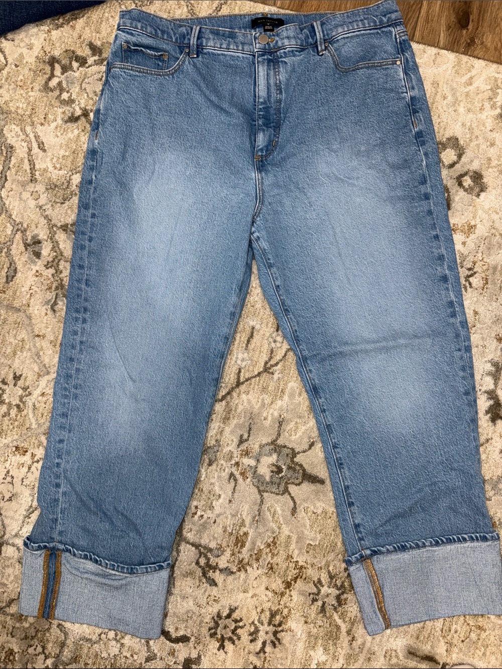 Ann Taylor Light Blue Denim High-Rise Cuffed Jeans